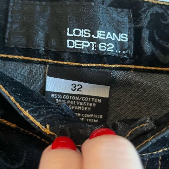 90s vintage black velvet jacquard mid rise bootcut pants - Picture 6 of 12